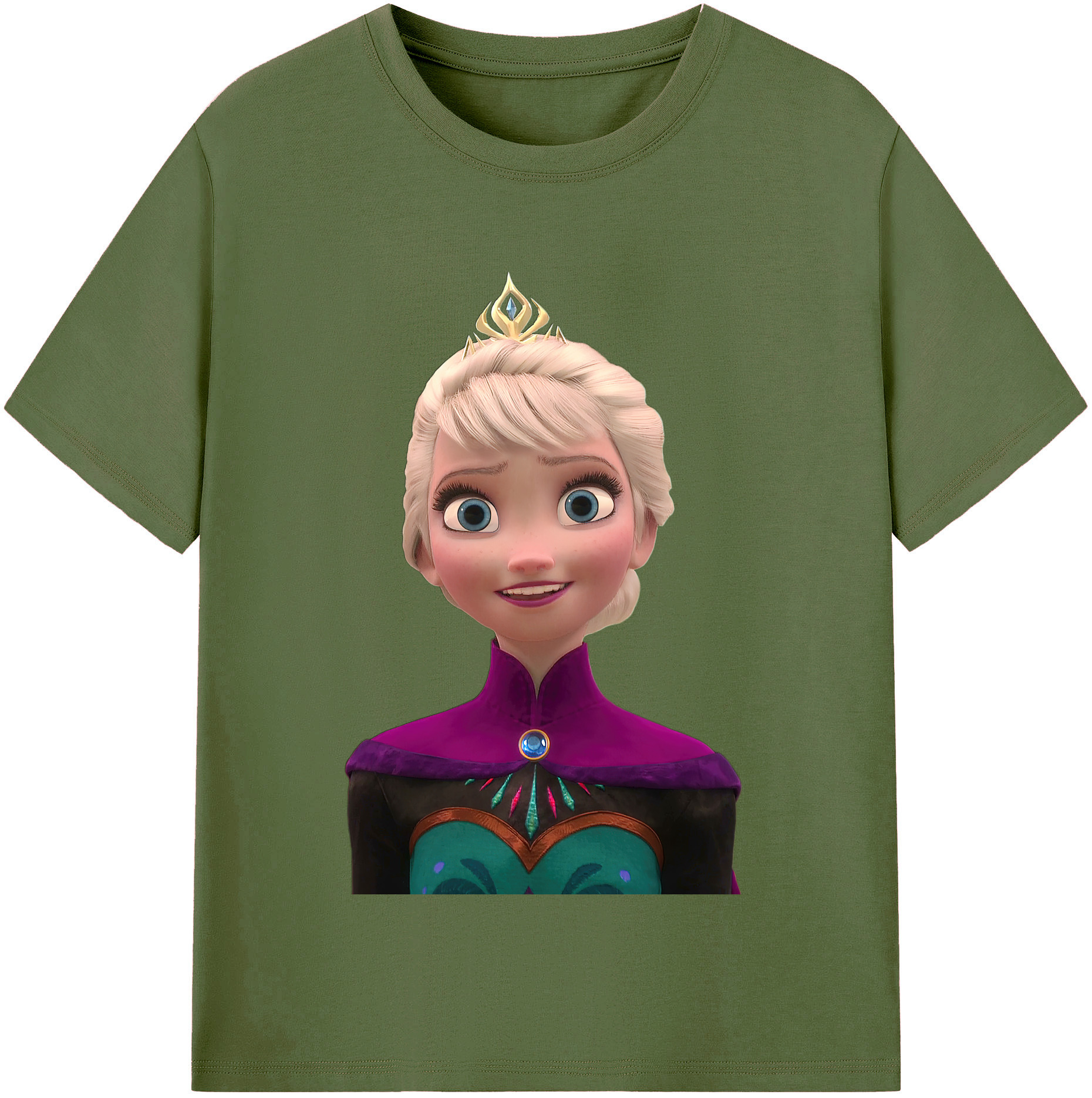 （画像用） アナと雪の女王 アンナ エルサ Frozen Anna Elsa 綿100％半袖Tシャツ（フロントプリント）